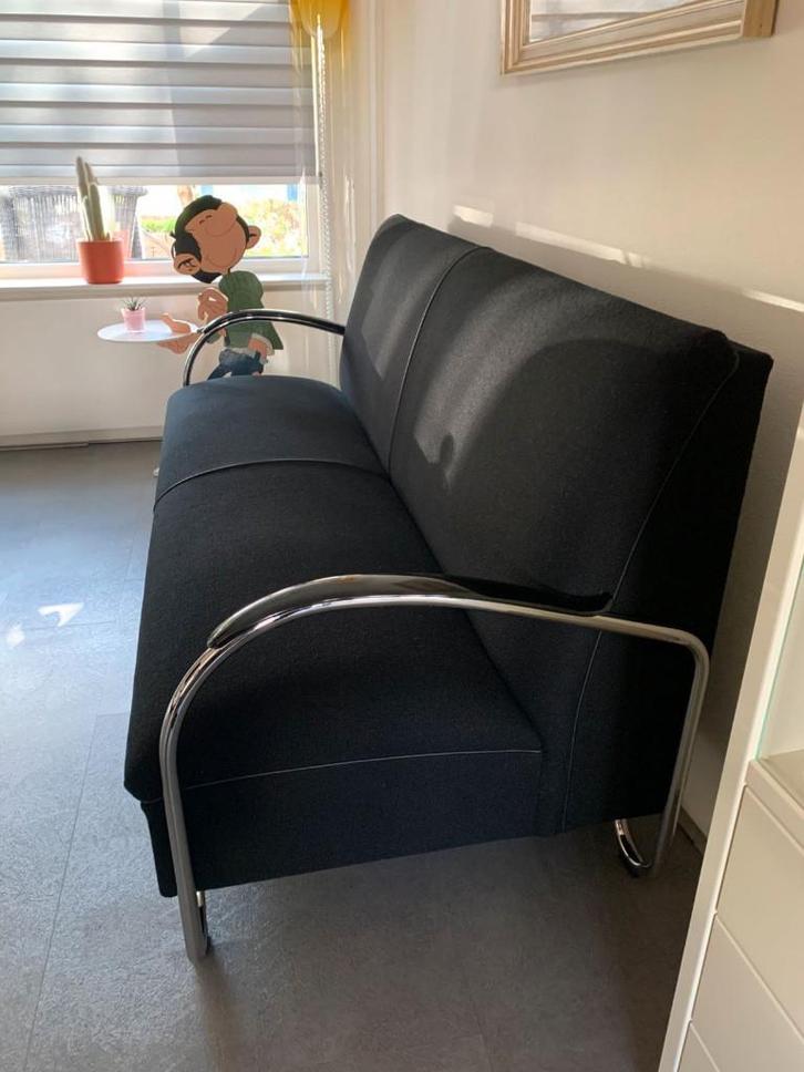 Gispen 444 B3. Zwart stof, chroom met bakeliet armleggers., Huis en Inrichting, Banken | Sofa's en Chaises Longues, Zo goed als nieuw