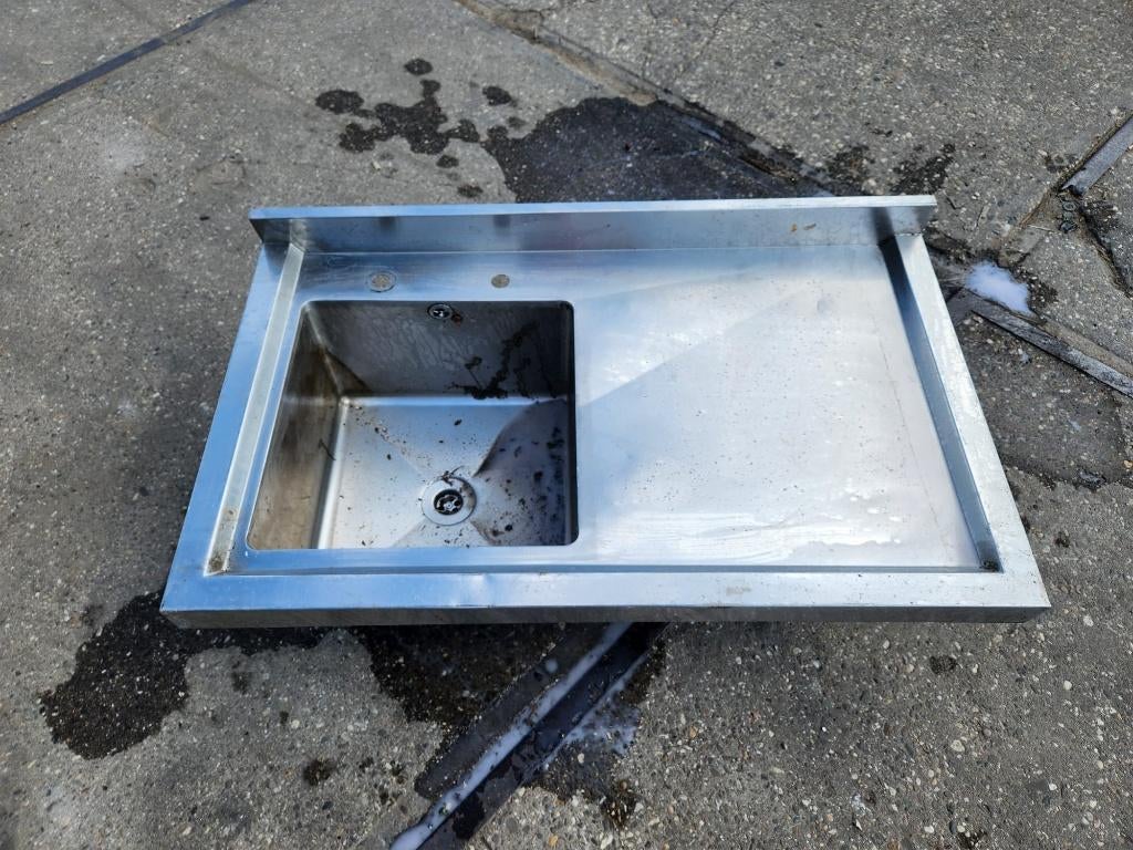 2697 - RVS wasbak met aflegruimte, Huis en Inrichting, Ophalen, Gebruikt, 50 tot 100 cm, Minder dan 100 cm