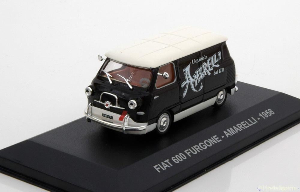 JSN Atlas 1:43 Fiat 600 Multipla - Amarelli 1958 zwart wit, Hobby en Vrije tijd, Modelauto's | 1:43, Overige merken, -, Nieuw