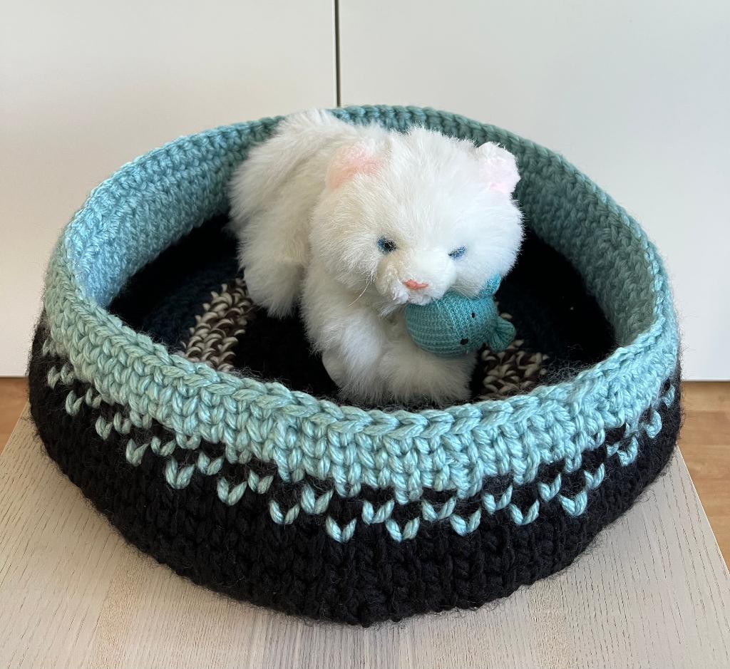 Kattenmand zwart - lichtblauw, Dieren en Toebehoren, Kattenmanden, Ophalen, Nieuw, Wol