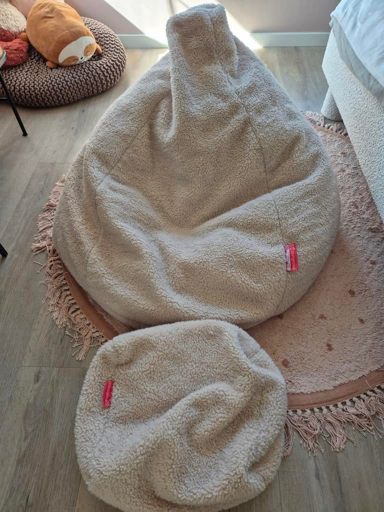 Zitzak beige teddy LoungePug, Huis en Inrichting, Zitzakken, Ophalen of Verzenden, Zo goed als nieuw, Beige, Zitzak