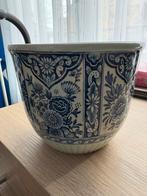 Delfs blauwe bloempot, Gebruikt, Rond, Binnen, Ophalen of Verzenden