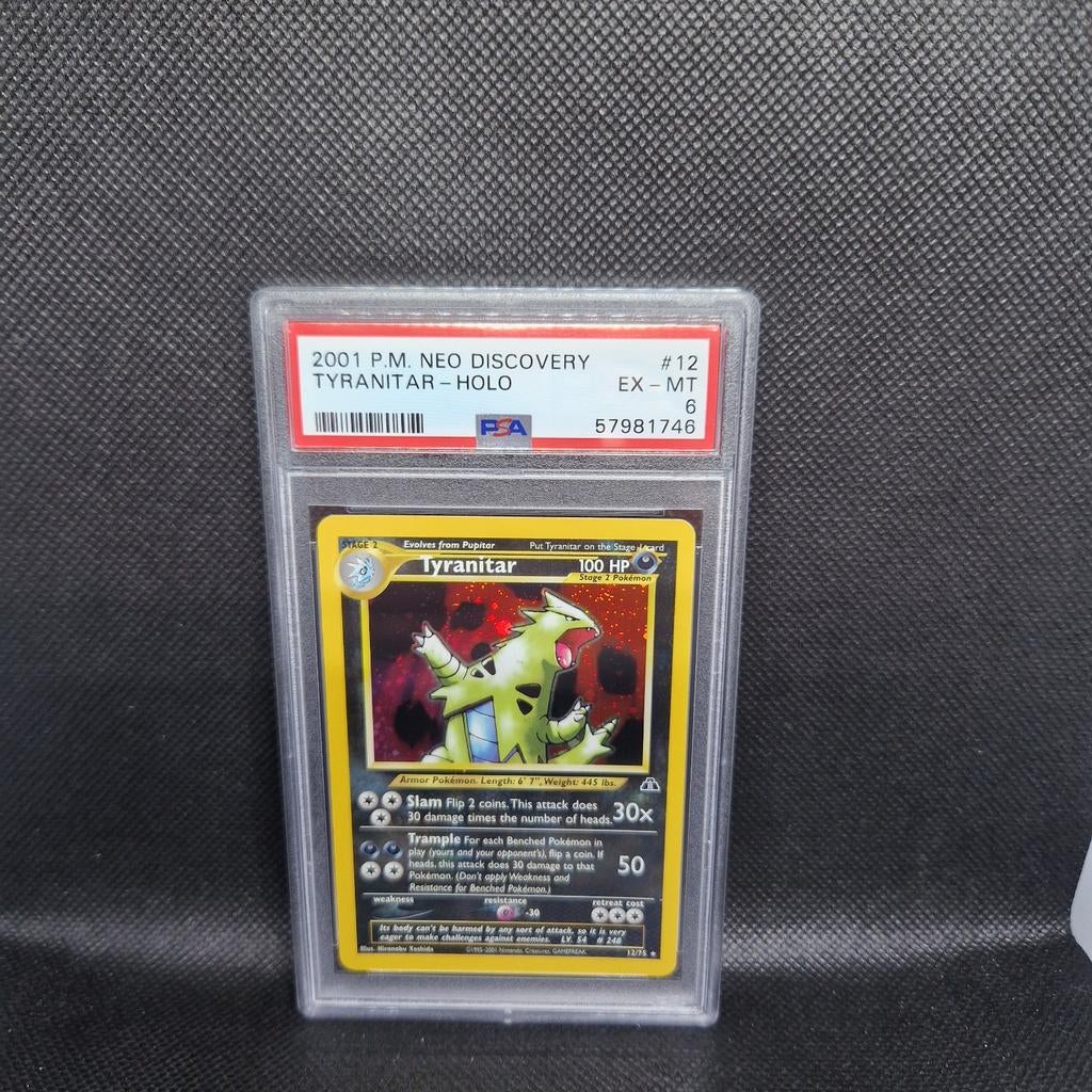 Tyranitar Holo Neo Discovery PSA 6, Ophalen of Verzenden, Zo goed als nieuw