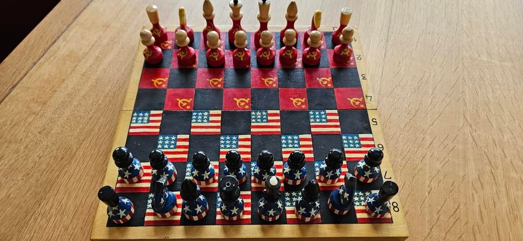 Schaakspel hand geschilderd, Ophalen of Verzenden