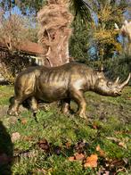 Neushoorn Antiekgoud beeld tuin rhino, Tuin en Terras, Tuinbeelden, Ophalen, Nieuw, Kunststof, Dierenbeeld
