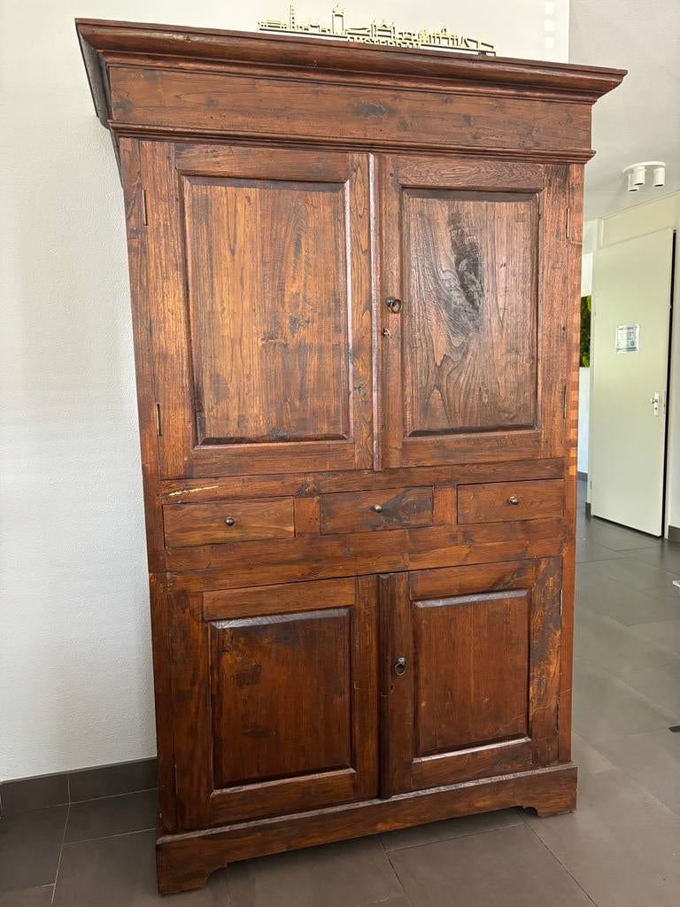 Massieve Teakhouten Kast - 210x120x50 cm, Antiek en Kunst, Antiek | Meubels | Kasten, Ophalen