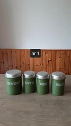 EMAILLE RESEDA GROENE BUSSENSET MET GOUDEN BIES VAN BK., Antiek en Kunst, Antiek | Emaille, Ophalen of Verzenden