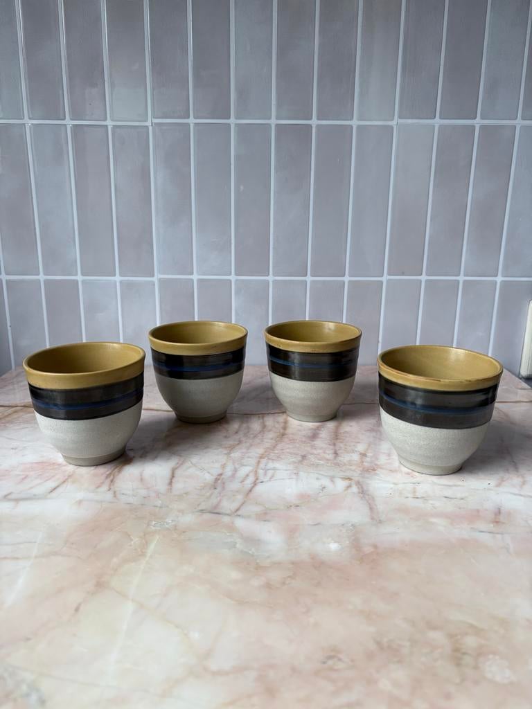 4x HK Living keramische koffiekopjes - retro design, Huis en Inrichting, Keuken | Servies, Ophalen, Keramiek, Zo goed als nieuw