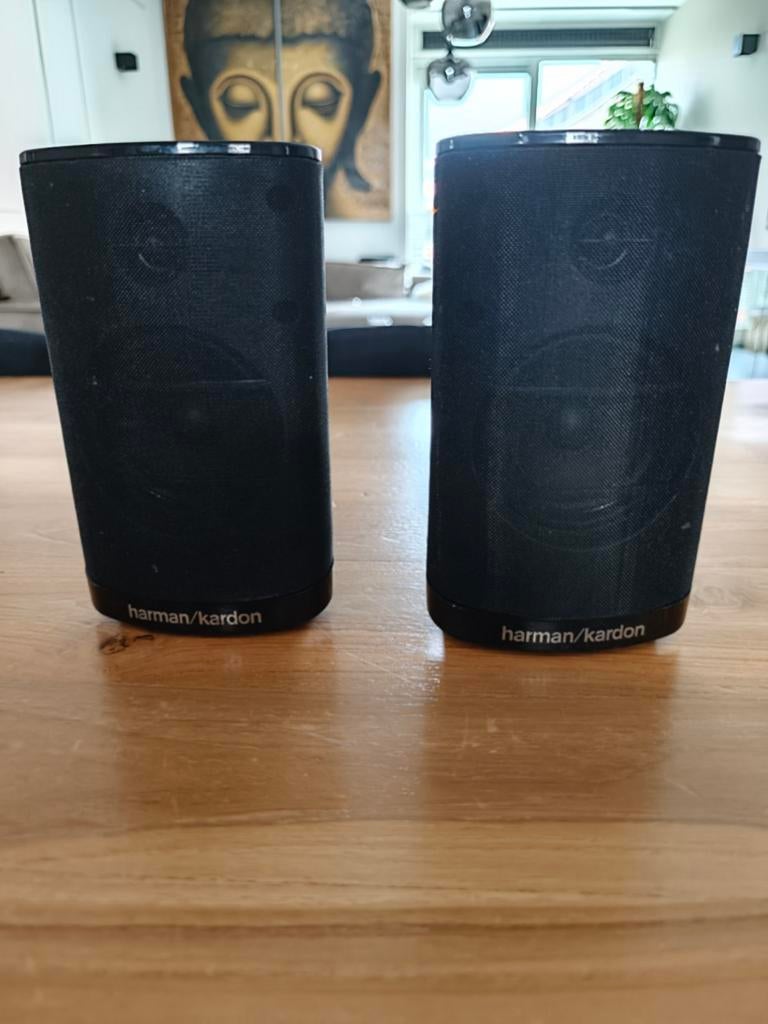 Harman Kardon Satelliet Speakers (set van 2), Ophalen of Verzenden, Gebruikt, Minder dan 60 watt, Front, Rear of Stereo speakers