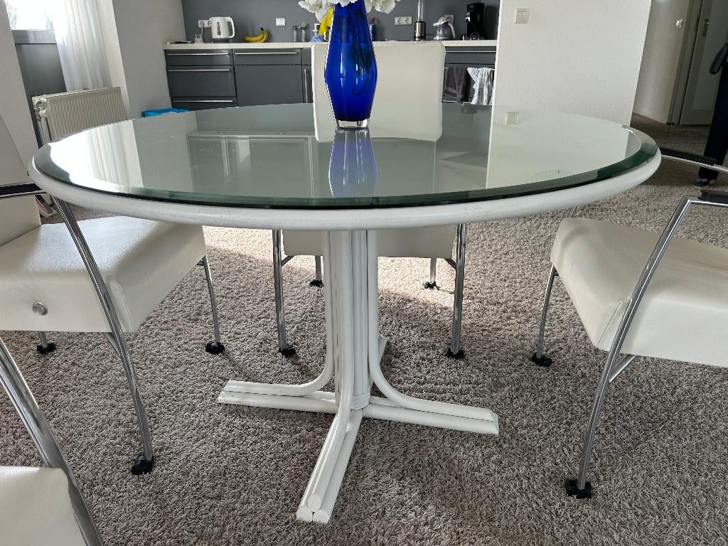 ronde tafel met 4 stoelen, Huis en Inrichting, Tafels | Eettafels, Ophalen, Rond, Design,modern, Zo goed als nieuw