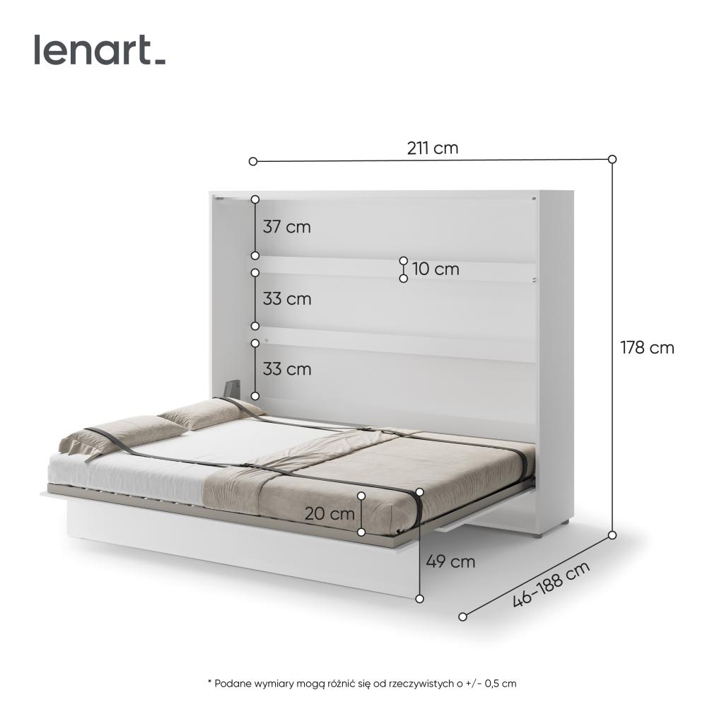 Concept opklapbed horizontaal - 160x200 - Wit, Niet ingevuld, Niet ingevuld, Niet ingevuld