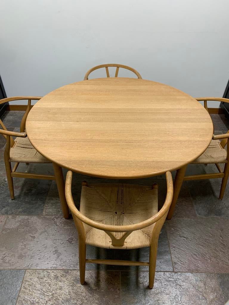 Deense ronde eikenhouten eettafel – CM Haarby, Ophalen, Gebruikt, Vijf personen of meer, 100 tot 150 cm