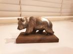 WNF Verzilverd Beeldje Nr. 1 - Panda op bruine houten sokkel, Verzamelen, Beelden en Beeldjes, Ophalen of Verzenden, Gebruikt