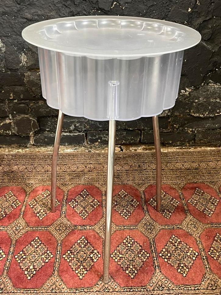 Vintage Ikea Hatten bijzettafel opberger transparant, Huis en Inrichting, Tafels | Bijzettafels, Gebruikt, Rond, 45 tot 60 cm