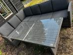 Grijs / bruin wicker loungeset diningset hoekbank, Ophalen, Gebruikt