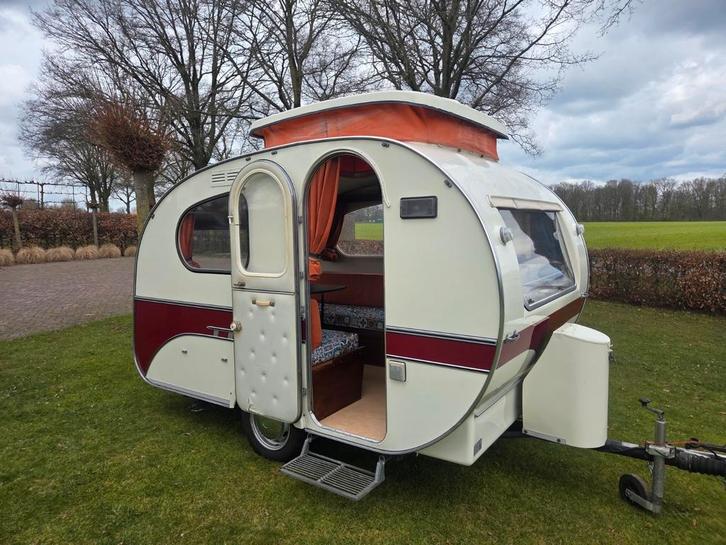 Mostard Yvonne Oldtimer 1967, Caravans en Kamperen, Caravans, Particulier, tot en met 2, tot 500 kg, Standaardzit, Overige merken