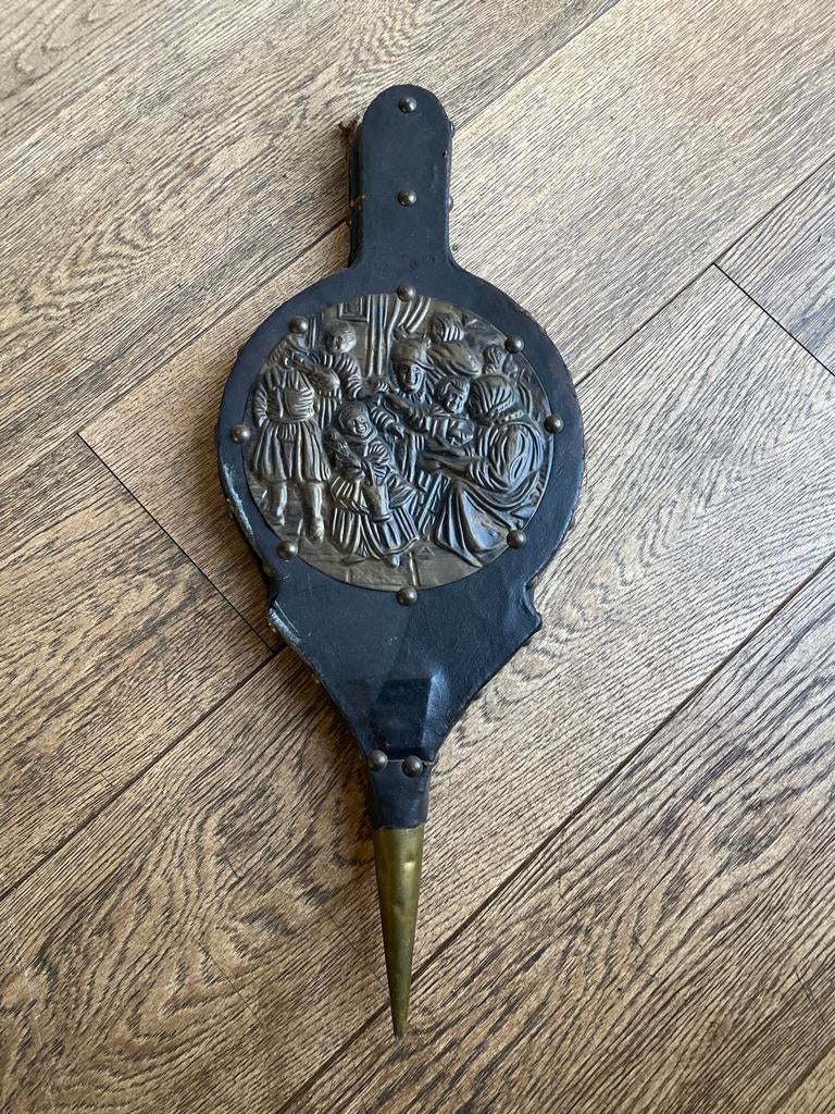 Antieke blaasbalg voor vuur of open haard, Huis en Inrichting, Haarden, Ophalen of Verzenden, Gebruikt, Vrijstaande haard, Overige soorten