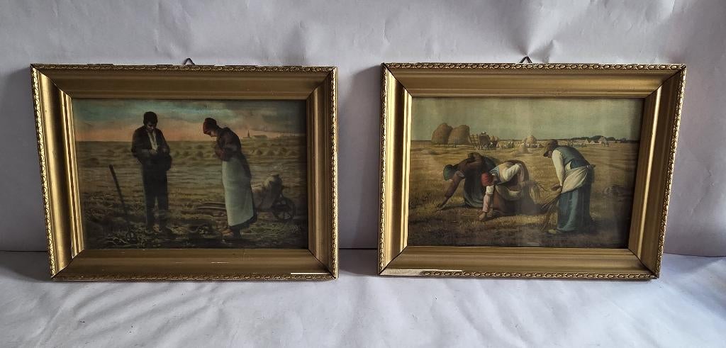 Antieke afbeeldingen van Jean-Francois Millet - ingelijst, Antiek en Kunst, Kunst | Schilderijen | Klassiek, Ophalen of Verzenden