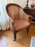 Antieke Kuipstoel met Rotan Rug en Gedraaide Poten, Antiek en Kunst, Ophalen