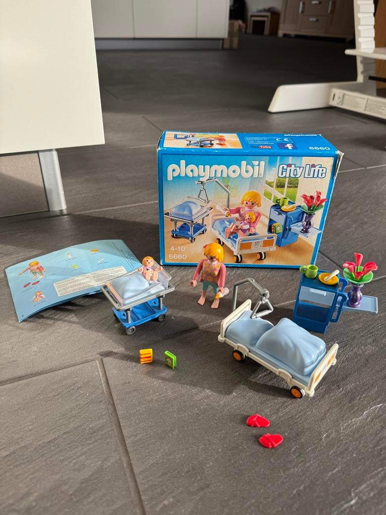 Playmobil kraamkamer met babybed - 6660, Ophalen of Verzenden, Zo goed als nieuw, Complete set
