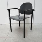 4x houten kantine stoelen / stapelstoelen met stalen frame