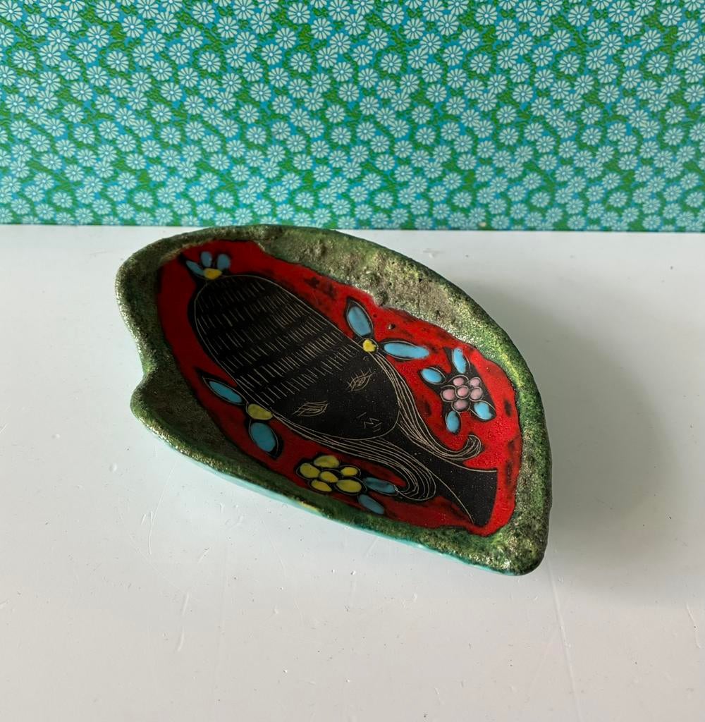 Vintage keramiek schaaltje met meisjeshoofd Italy, Huis en Inrichting, Woonaccessoires | Schalen en Manden, Gebruikt, Porselein of Keramiek