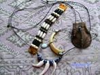 lotje cowboy western indiaan sieraden ketting armband buidel, Ophalen of Verzenden, Gebruikt, Blauw, Kunststof