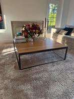 Prachtig eiken salontafel Flamant aluminium onderstl 120x120, Ophalen, 100 tot 150 cm, 50 tot 100 cm, Zo goed als nieuw