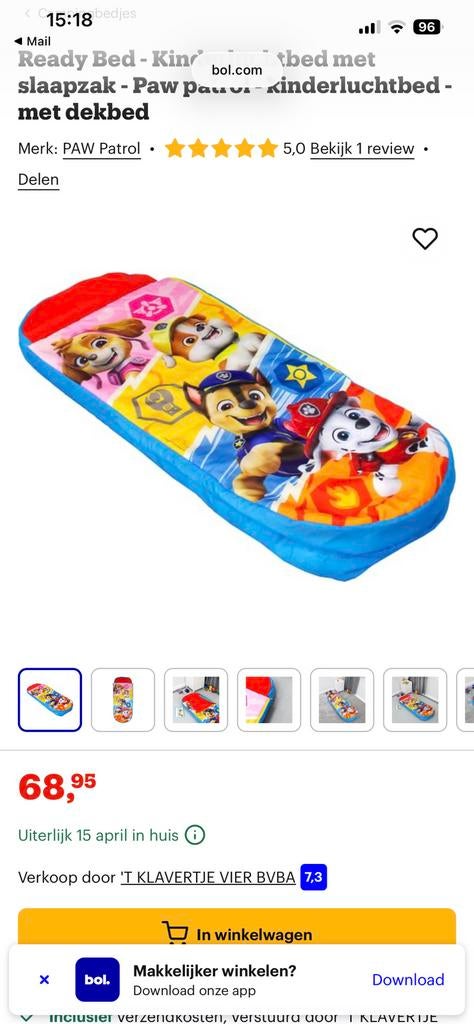 Paw patrol ready bed, Ophalen of Verzenden, Zo goed als nieuw