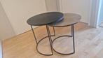 2 bijzettafeltjes metaal merk Ethnicraft Celeste, Minder dan 55 cm, Metaal of Aluminium, Rond, Zo goed als nieuw