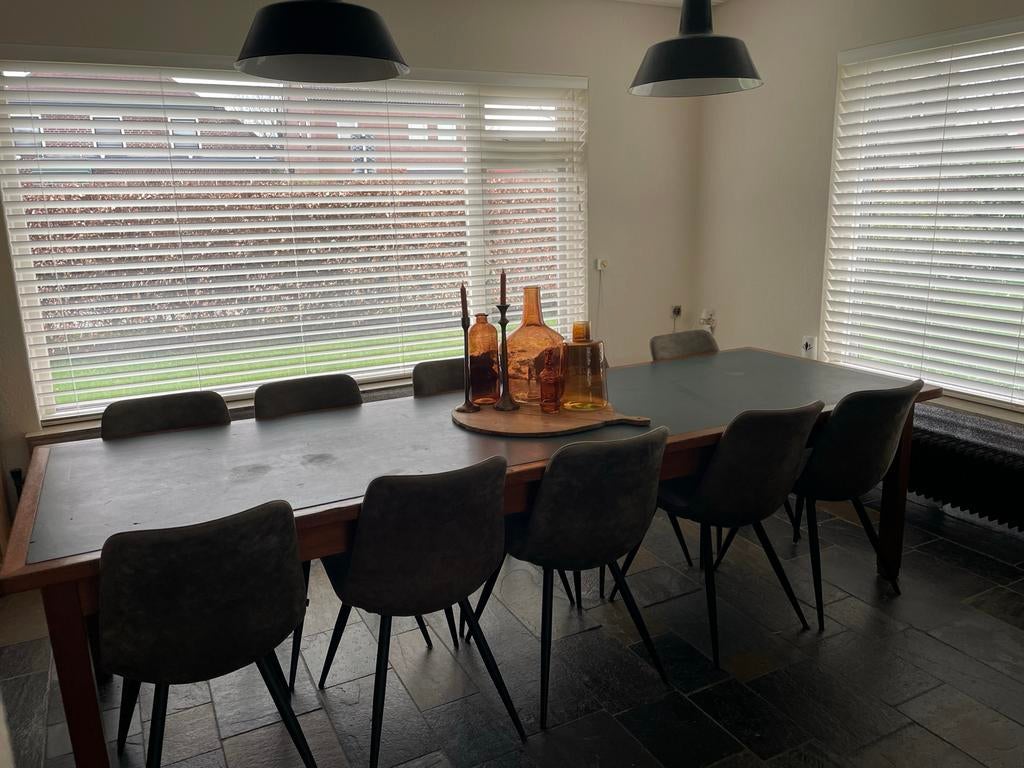 Grote eettafel met donkergroen blad, Ophalen, Gebruikt, 200 cm of meer, 50 tot 100 cm