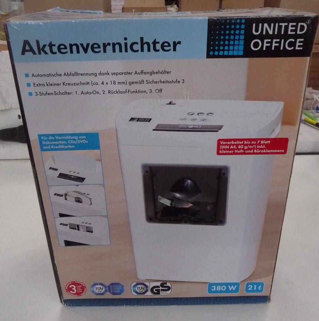 United Office papier- en cd/dvd/creditcardvernietiger, Ophalen of Verzenden, Zo goed als nieuw