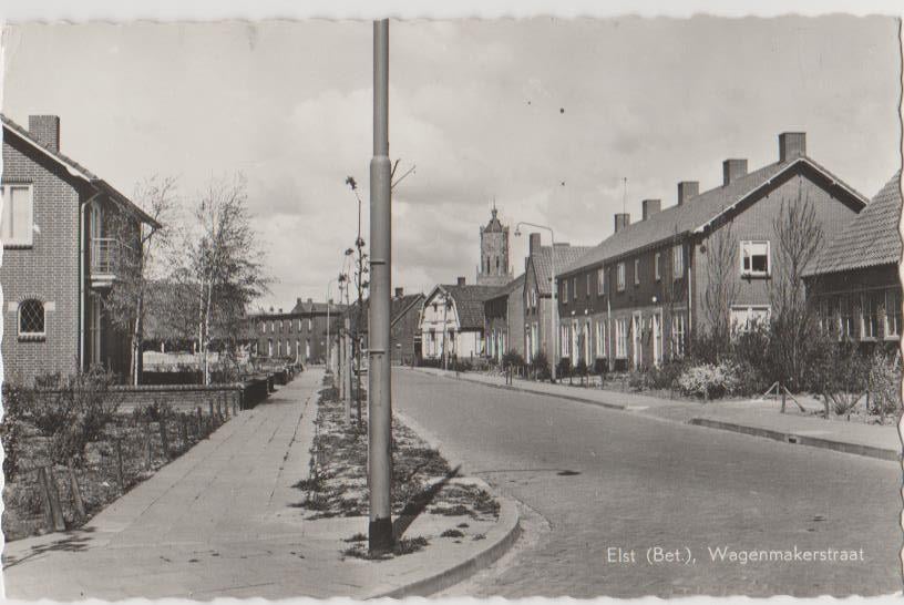 Elst (betuwe) Wagenmakersstraat 1962., Verzamelen, Ansichtkaarten | Nederland, Verzenden, 1940 tot 1960, Gelopen, Gelderland