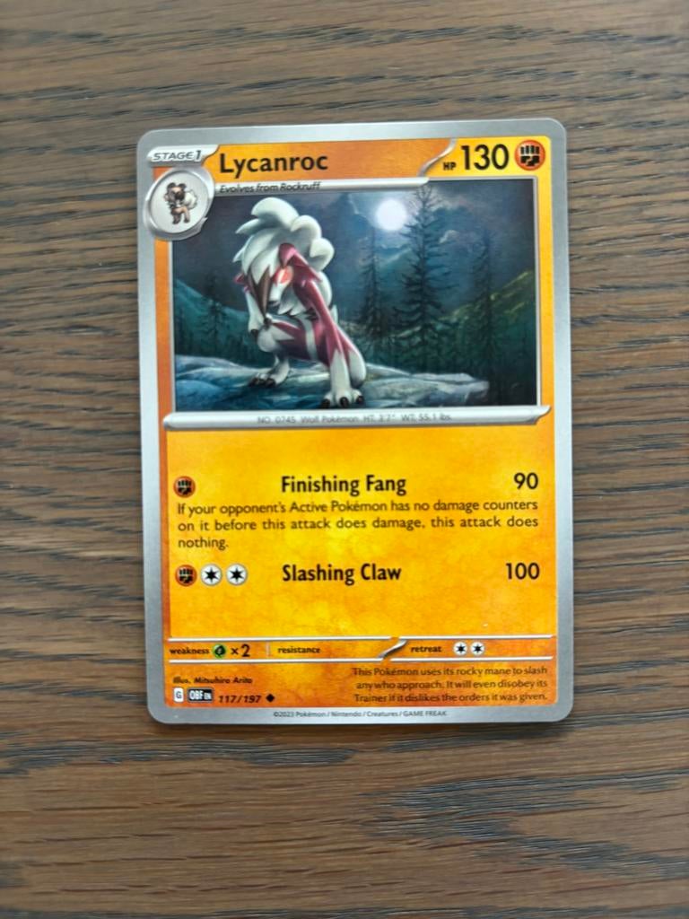 Pokémon Kaart Lycanroc 117/197 - Zo goed als nieuw, Ophalen of Verzenden, Zo goed als nieuw, Losse kaart
