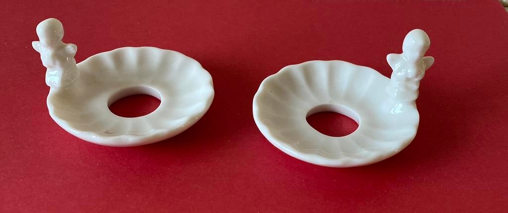 Brocante druppelvangers voor kaarsen met engeltjes, Ophalen of Verzenden