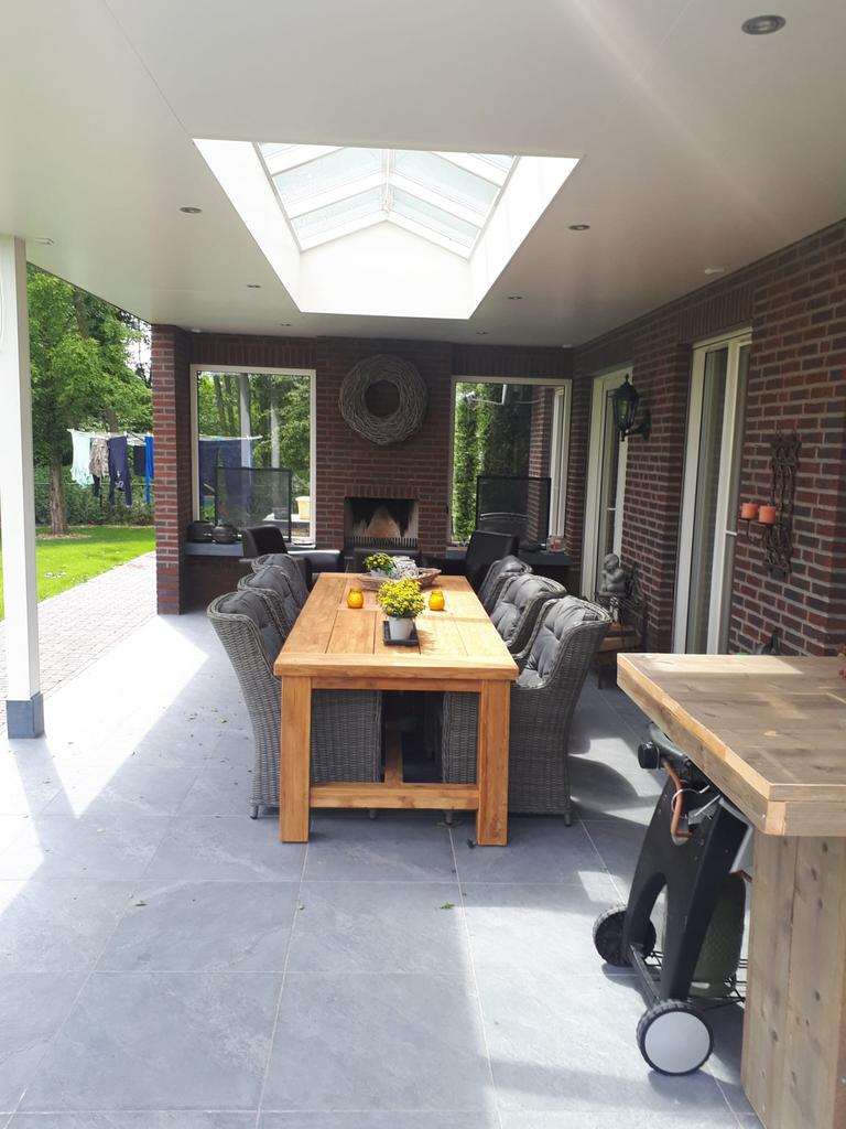 Tuintafel van gerecycled teakhout, Tuin en Terras, Tuintafels, Ophalen, Teakhout, Zo goed als nieuw, Rechthoekig