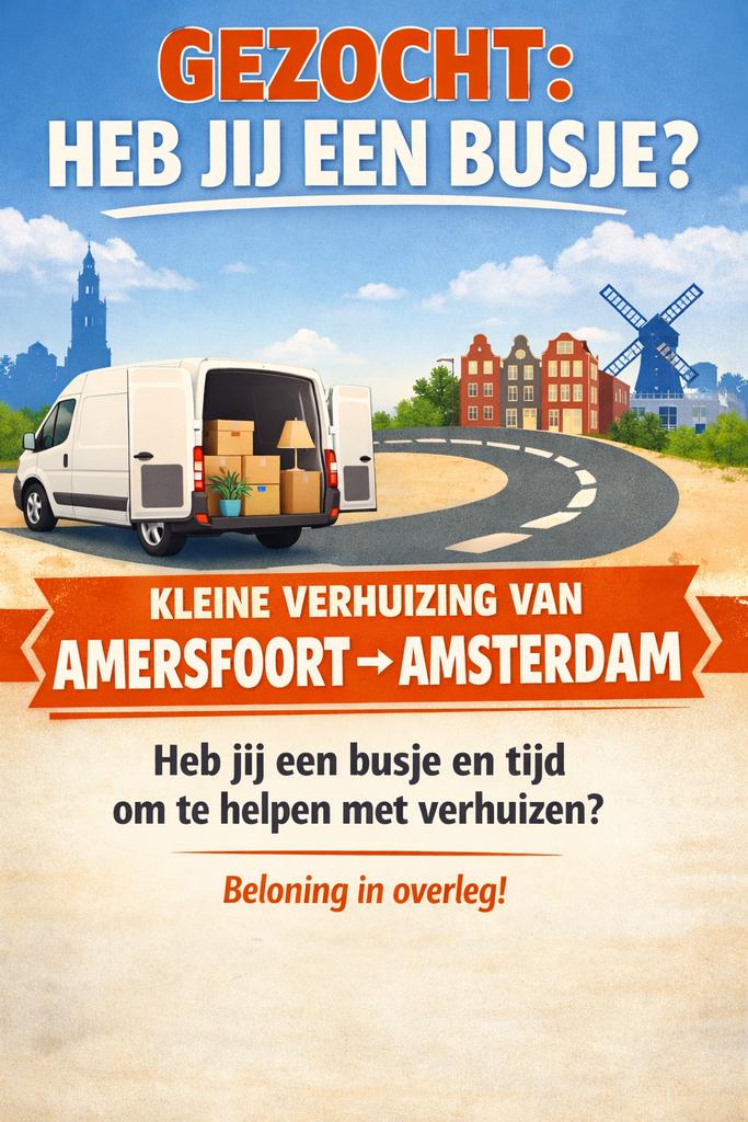 Gezocht: iemand voor kleine verhuizing met busje, Ophalen of Verzenden, Nieuw