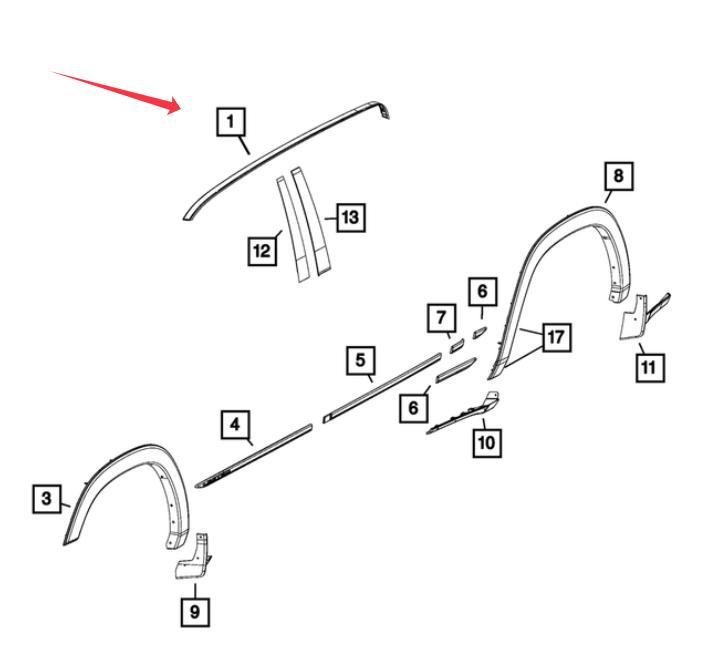 Dodge Ram DT quad cab daklijst 2019-2024, Auto-onderdelen, Carrosserie en Plaatwerk, Amerikaanse onderdelen, Dodge, Nieuw, Ophalen of Verzenden
