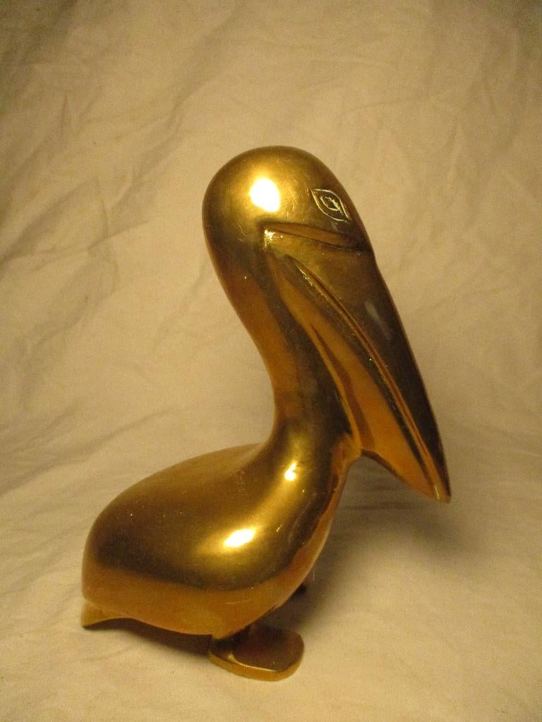 pelikaan vogel beeldje van koper jaren 50, Ophalen of Verzenden