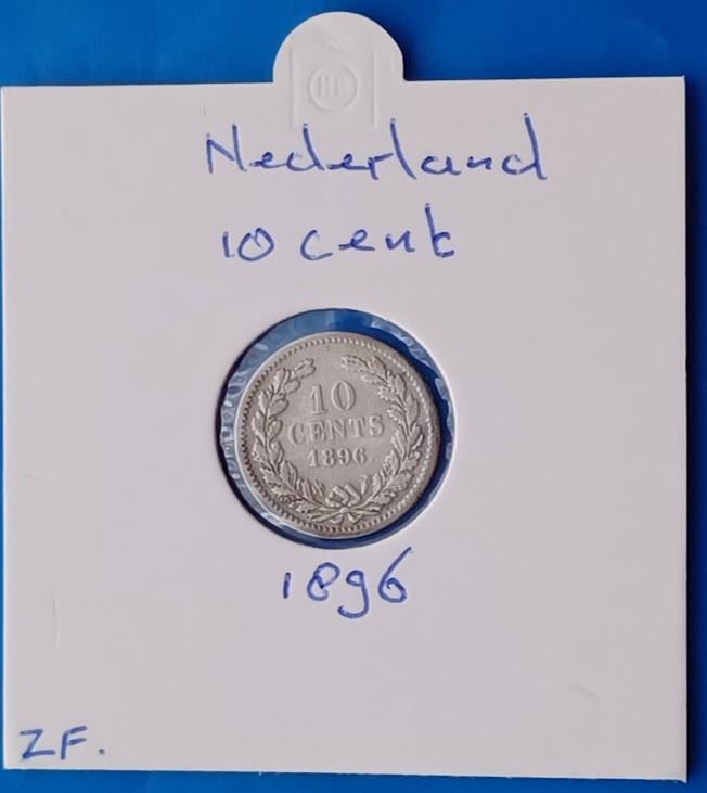 10 cent 1896 - Wilhelmina, Postzegels en Munten, Munten | Nederland, Verzenden, Zilver, 10 cent, Koningin Wilhelmina