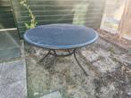 Zwarte ijzeren tuintafel, Tuin en Terras, Tuintafels, Ophalen, Gebruikt, Rond, Metaal
