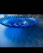Brocante vintage schaal kobaltblauw, Ophalen of Verzenden, Rond, Hout