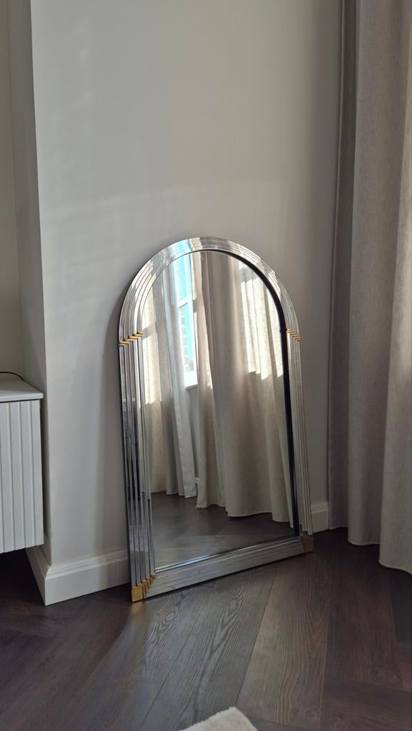 Vintage Art Deco Boogspiegel 100x60cm DeKnudt | Jaren 70/80, Huis en Inrichting, Woonaccessoires | Spiegels, 100 tot 150 cm, Ophalen of Verzenden