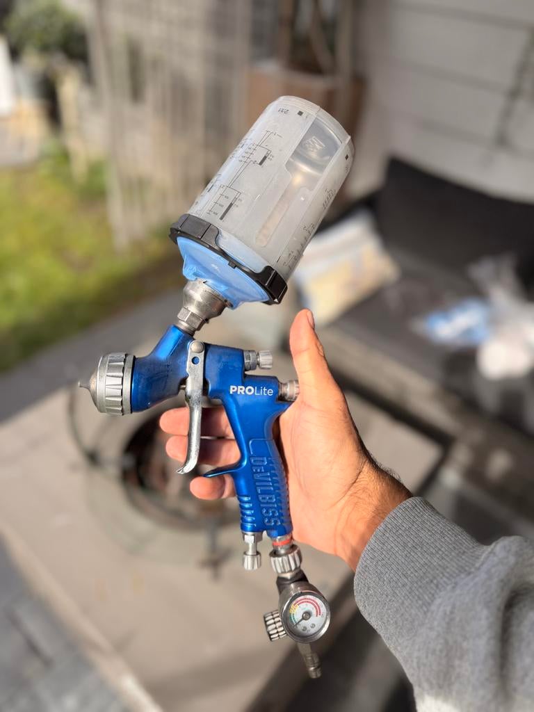 Devilbiss GTI Pro spuitpistool met 3m pss cups, Ophalen of Verzenden, Gebruikt, Verfspuit of Verfpomp