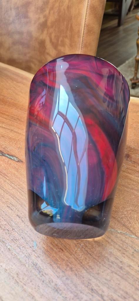 Vintage Murano Vaas - Gemêleerd Rood Glas, 16 cm, Antiek en Kunst, Antiek | Vazen, Ophalen of Verzenden