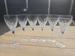 Set van 6 kristallen wijnglazen met geslepen decoratie, Ophalen of Verzenden