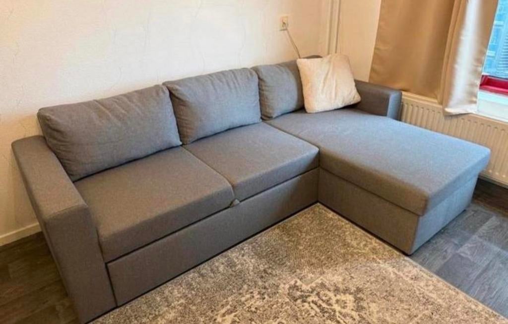 Donkergrijze slaapbank Marslev Jysk in uitstekende staat, Ophalen, Tweepersoons, 140 cm, Zo goed als nieuw