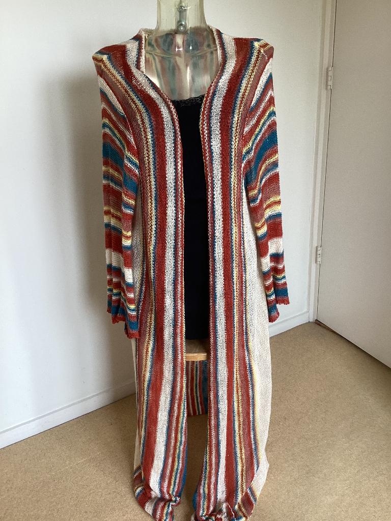 Super lang vintage luchtig gebreid dames vest mt M/L, Ophalen of Verzenden, Gedragen, Maat 38/40 (M), Overige kleuren