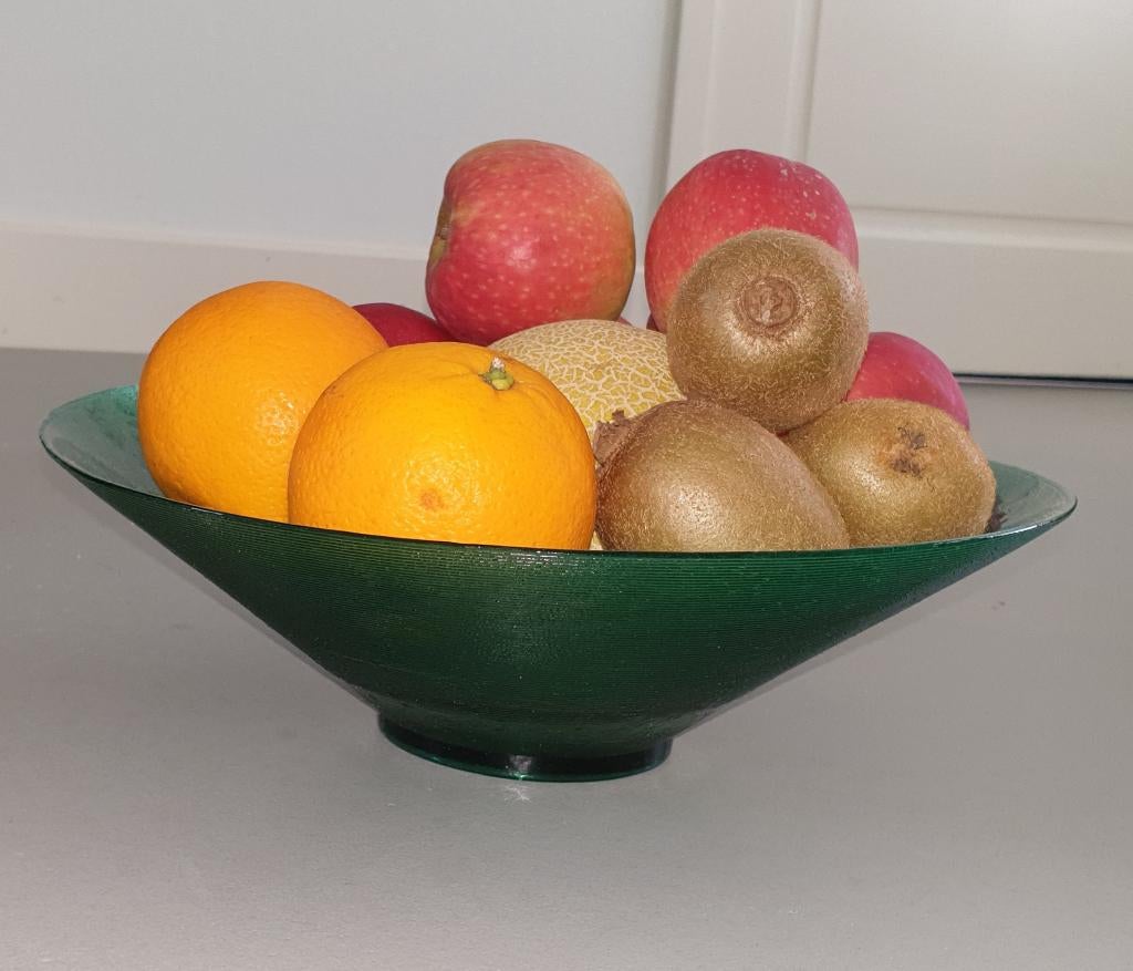 Groene fruitschaal van glas, Huis en Inrichting, Woonaccessoires | Schalen en Manden, Schaal, Rond, Ophalen of Verzenden, Glas