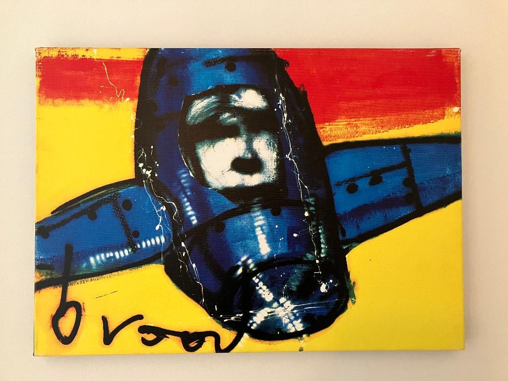 Herman Brood - 'Vliegtuig' op canvas, Antiek en Kunst, Ophalen of Verzenden
